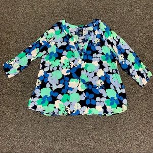 Blue And Teal Foral Blouse